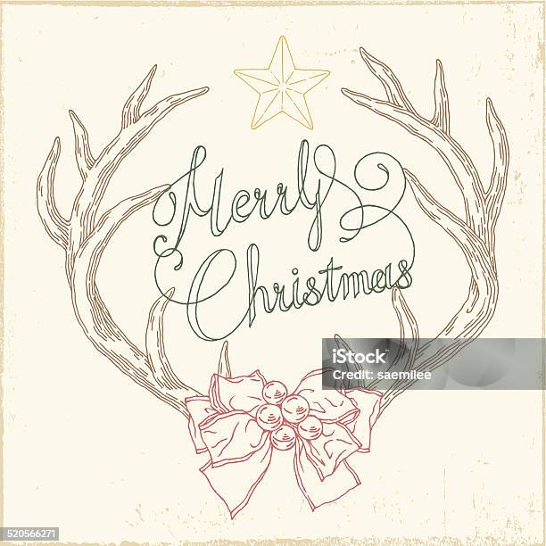 Ilustración de Merry Navidad y más Vectores Libres de Derechos de Amarillo - Color - Amarillo - Color, Animal, Asta