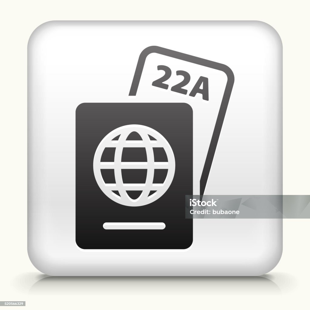 Botón cuadrado con pasaporte & boleto - arte vectorial de Billete de admisión libre de derechos