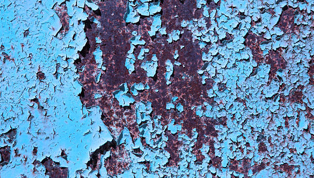 malte rostige metall-türkis - metal rust fungus paint cracked stock-fotos und bilder