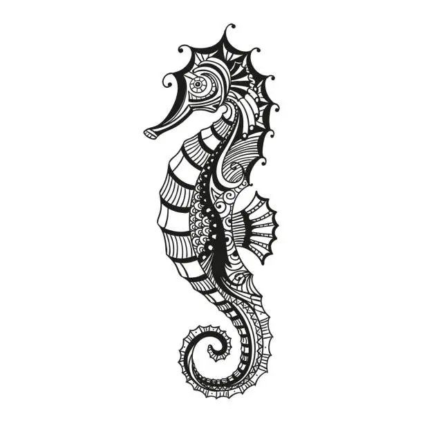 Vector illustration of Vector Abstract Ornamental Sea Horse