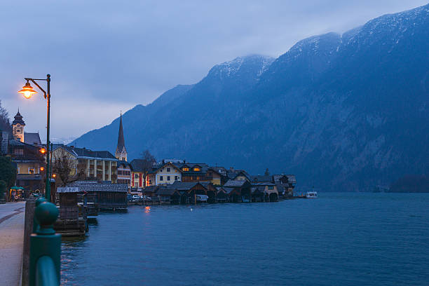 istock Hallstatt village in Alps at dusk 520583376