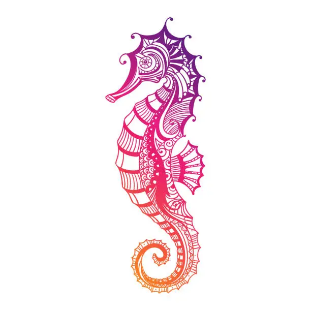 Vector illustration of Vector Abstract Ornamental Sea Horse