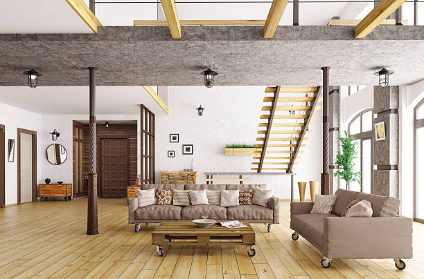 istock Interior of living room and hall 3d rendering 520584164
