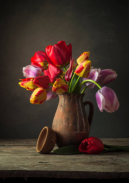 istock Still life with colorful tulips 520586438