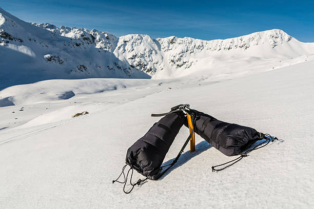 istock Mittens clipped carabiner for ice axe. 520587790