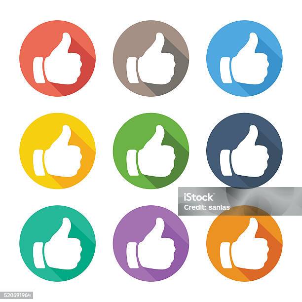 Thumb Up Flat Icons Stock Illustration - Download Image Now - Thumbs Up, Icon Symbol, Like Button