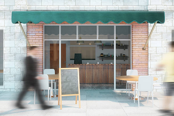 istock Cafe with blackboard and people 520592434
