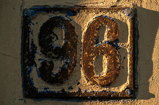 istock Old retro cast iron plate number 96 520594418