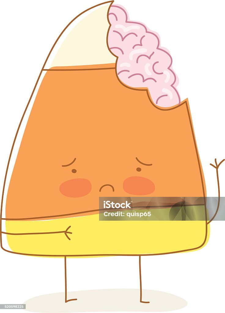 Triste Candy Corn Guy-Garabato - arte vectorial de Cerebro humano libre de derechos