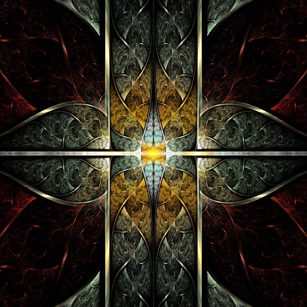 istock Symmetrical colorful fractal flower, digital logarithm 520599111