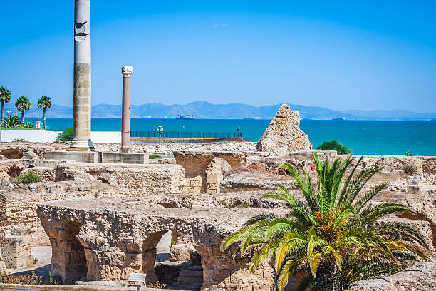 istock Ancient ruins at Carthage, Tunisia with the Mediterranean Sea in 520599295