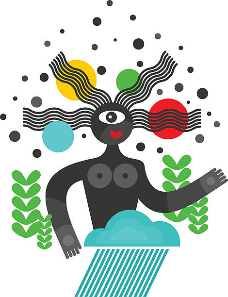 ilustrações de stock, clip art, desenhos animados e ícones de abstrato mulher na nuvem. - art women naked nudist