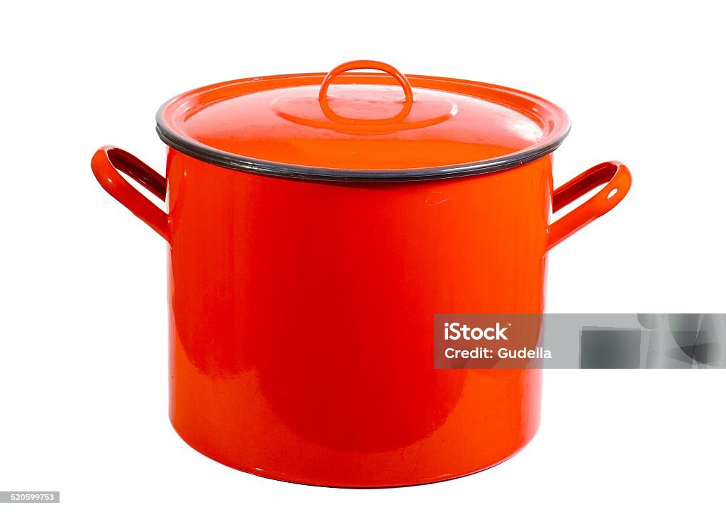 Red pot Red cooking pot isolated on white background Boiling Stock Photo