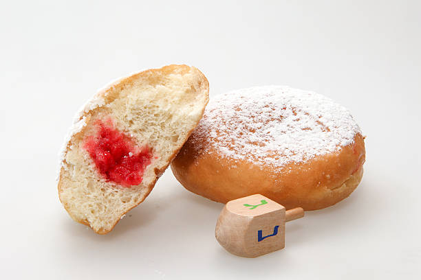 istock Hanukkah doughnut and spinning top 520600569