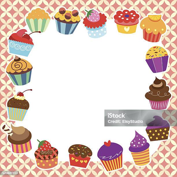 Cupcakes Layout Design Stock Illustration - Download Image Now - Afternoon Tea, Appetizer, Art