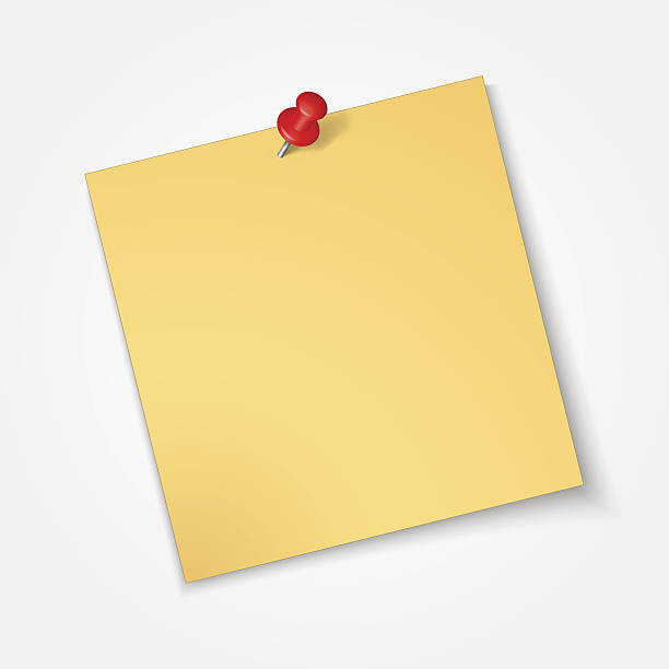 примечание бумага с pin изолированные красный стикер - adhesive note letter thumbtack reminder stock illustrations