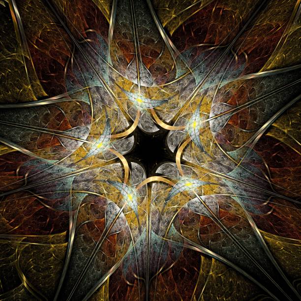 istock Symmetrical colorful fractal flower, digital logarithm 520602501