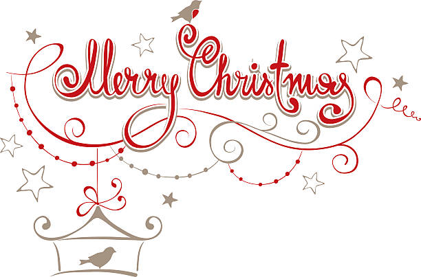 ilustracja wektorowa -- "merry christmas” - label retro revival frame calligraphy stock illustrations