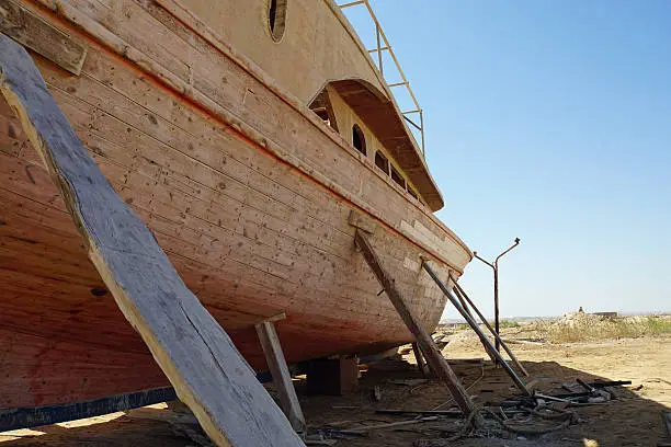 wooden construction of yacht boat in egypt