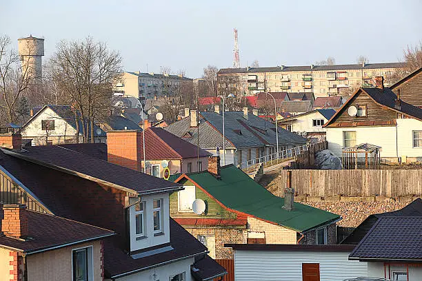 top of the roofs of houses in Daugavpils