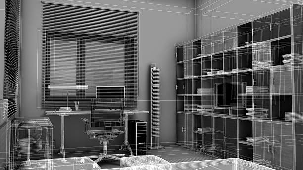 istock Design of a teen room, abstract wire frame render 520609382