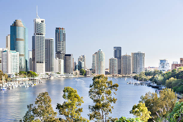 istock Brisbane City tall buildings under the blue sky 520610826