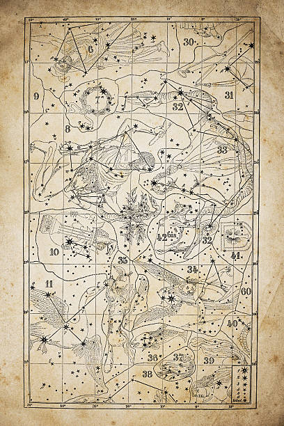 istock Antique illustration on yellow aged paper: zodiac astrology constellations (series) 520611532