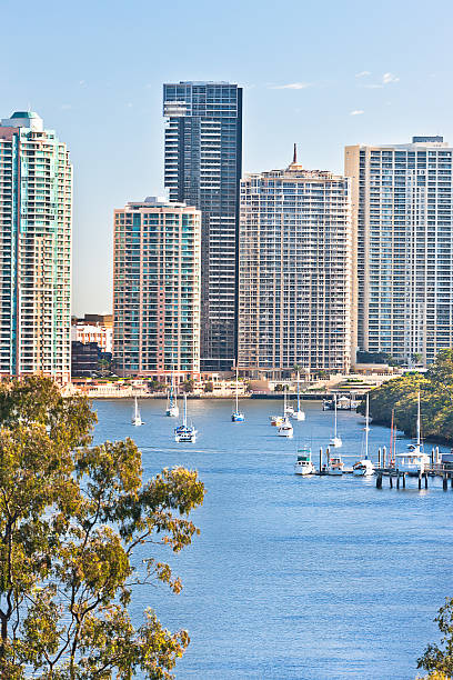 istock Brisbane City with trees and river besides huge buildings 520613576