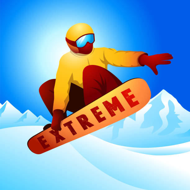 snowboarden - snowboard extreme sports speed motion stock-grafiken, -clipart, -cartoons und -symbole
