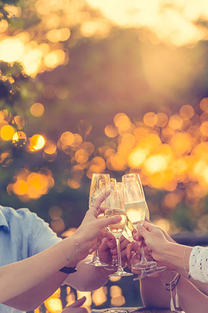 istock Group of friends drinking champagne. 520614280