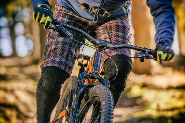 istock Close up of a mountain biker in the forest 520614422