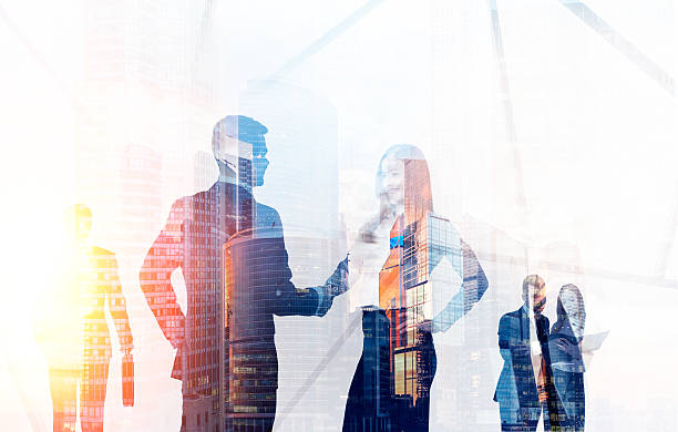 istock Businesspeople on cityscape 520614814
