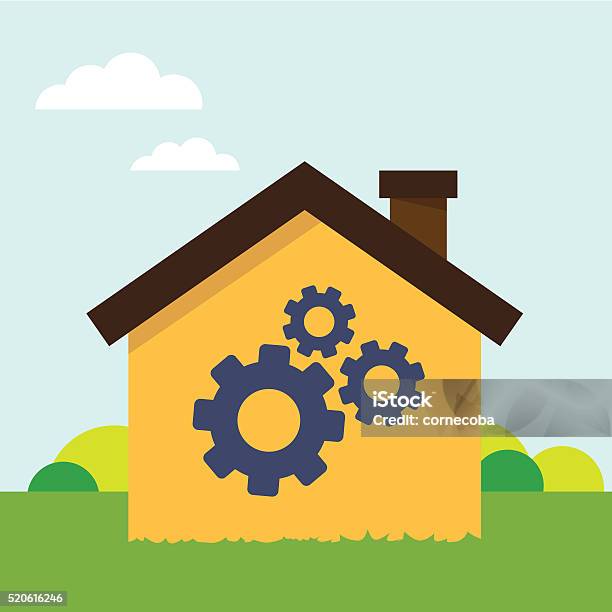 House With Tool Stock Illustration - Download Image Now - Architecture, Authority, Backgrounds