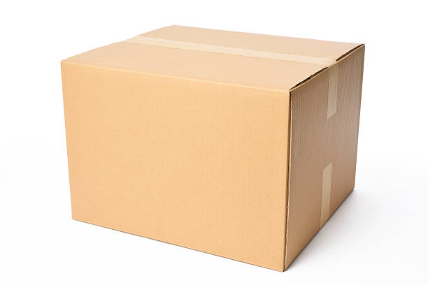 istock Isolated shot of closed blank cardboard box on white background 520619762