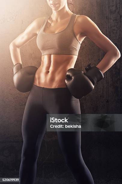 Strong Woman Body Showoff Stock Photo - Download Image Now - Abdominal Muscle, Adult, Boxing - Sport