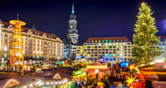 View over Dresden Christmas Market - Striezelmarkt