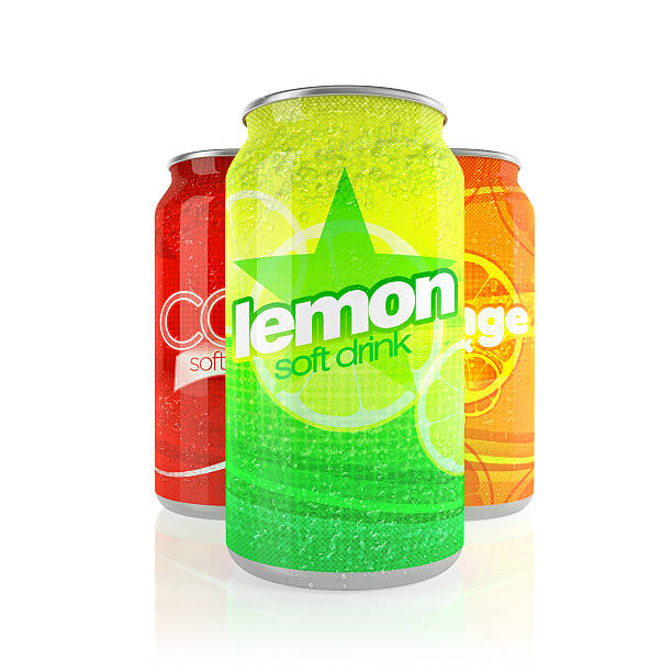 istock Mix of soft drinks in three cans, white background 520621187