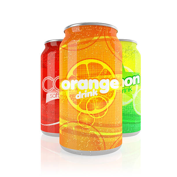 istock Mix of soft drinks in three cans, white background 520621189