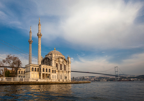 Ortakoy Mosque with Bosphorus in Istanbul, Turkey