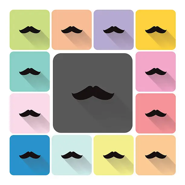 Vector illustration of Mustache Icon color set vector illustration
