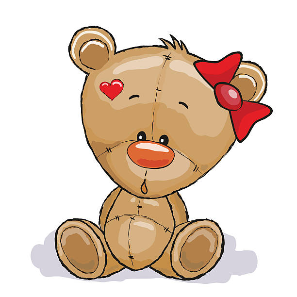 bear dziewczyna - bear teddy bear characters hand drawn stock illustrations