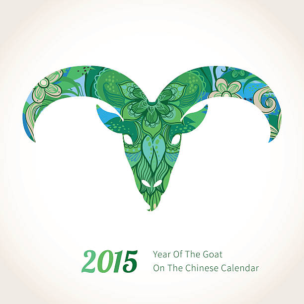 illustrations, cliparts, dessins animés et icônes de illustration de chèvre 2015, symbole de la chine sur le calendrier. - chinese ethnicity pattern chinese culture chinese new year