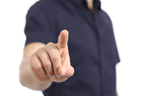 istock Closeup of a man hand checking a button 520621895