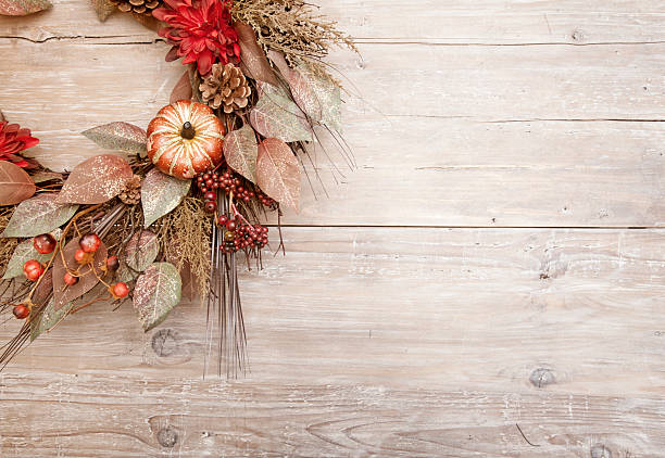 istock Rustic holiday wreath on old wood 520622047