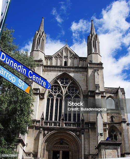 Dunedin Church New Zealand Stock Photo - Download Image Now - Architecture, Arts Culture and Entertainment, Blue