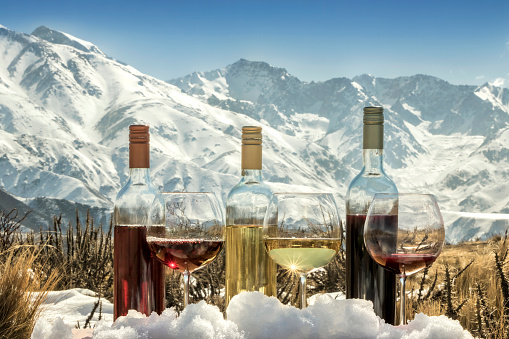 Red, rosé and white wine at foot of the Alps