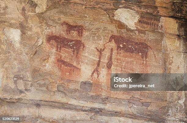Rock Painting Of Selva Pascuala Villar Del Humo Stock Photo - Download Image Now - Cave Painting, Stone Age, Ancient Civilization