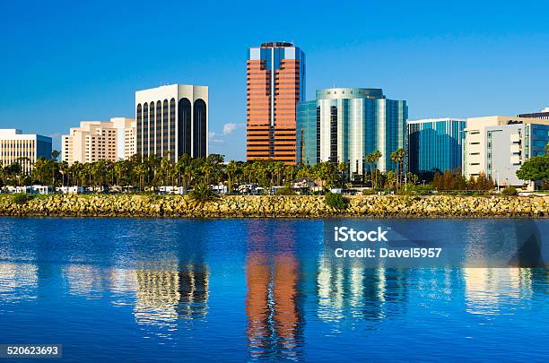 Long Beach Skyline Closeup With Reflection On Queensway Bay Stock Photo - Download Image Now