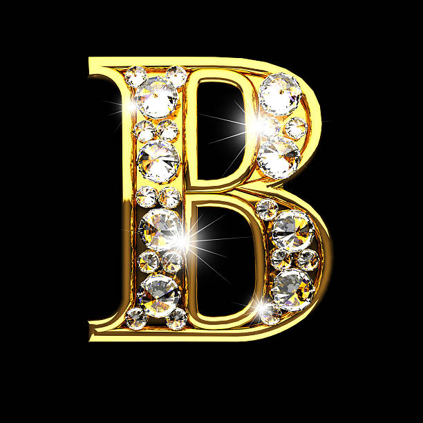 istock b isolated golden letters with diamonds on black 520623944