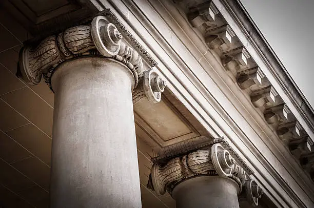 Columns in the courtyard of the Palace of the Legion of Honor.